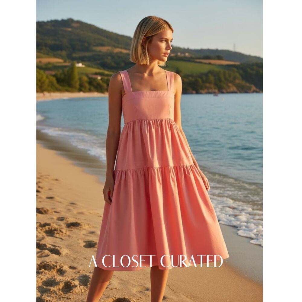 Three Graces Cosette Cotton Midi Dress Pink 2